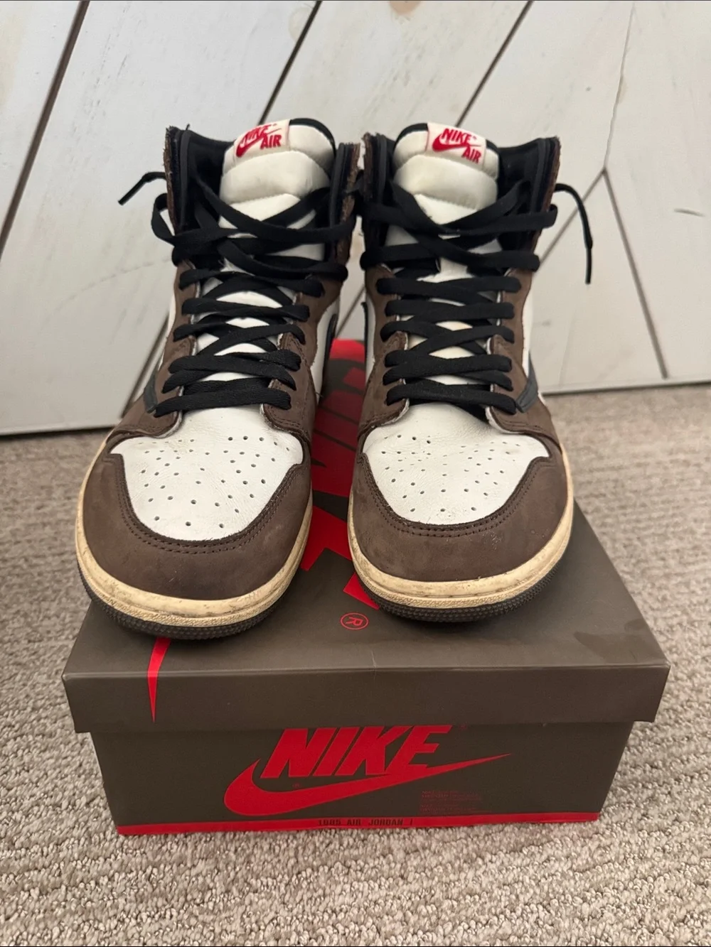 Jordan Travis Scott 1 High OG Brown Black White Used size 13